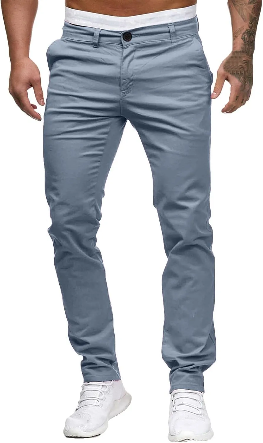 Men's Tapered Golf Joggers Straight Leg Slim Fit Canvas Work Pant Elastic Waist Drawstring Pant with Multi Pockets