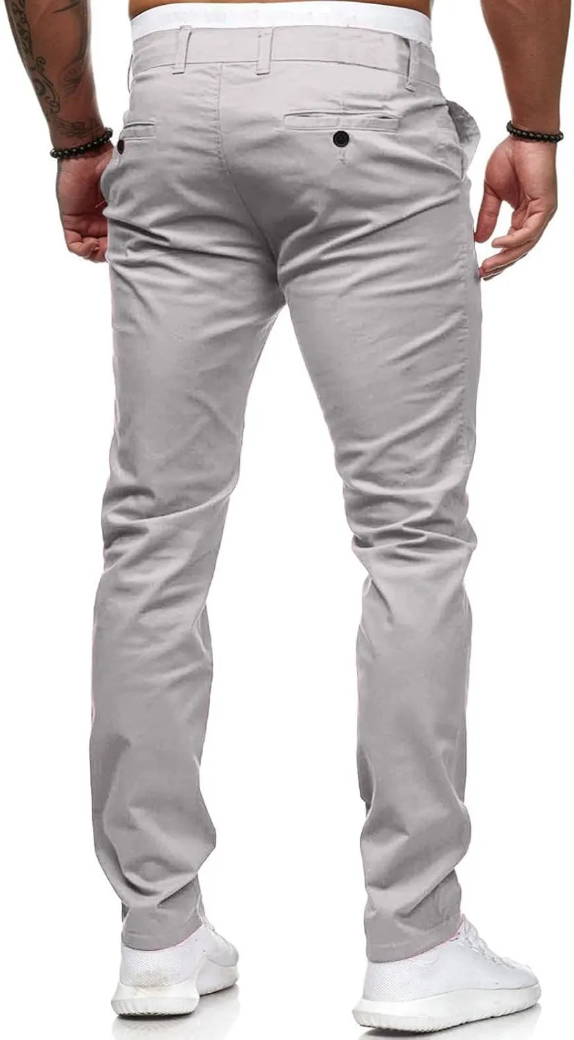 Men's Tapered Golf Joggers Straight Leg Slim Fit Canvas Work Pant Elastic Waist Drawstring Pant with Multi Pockets