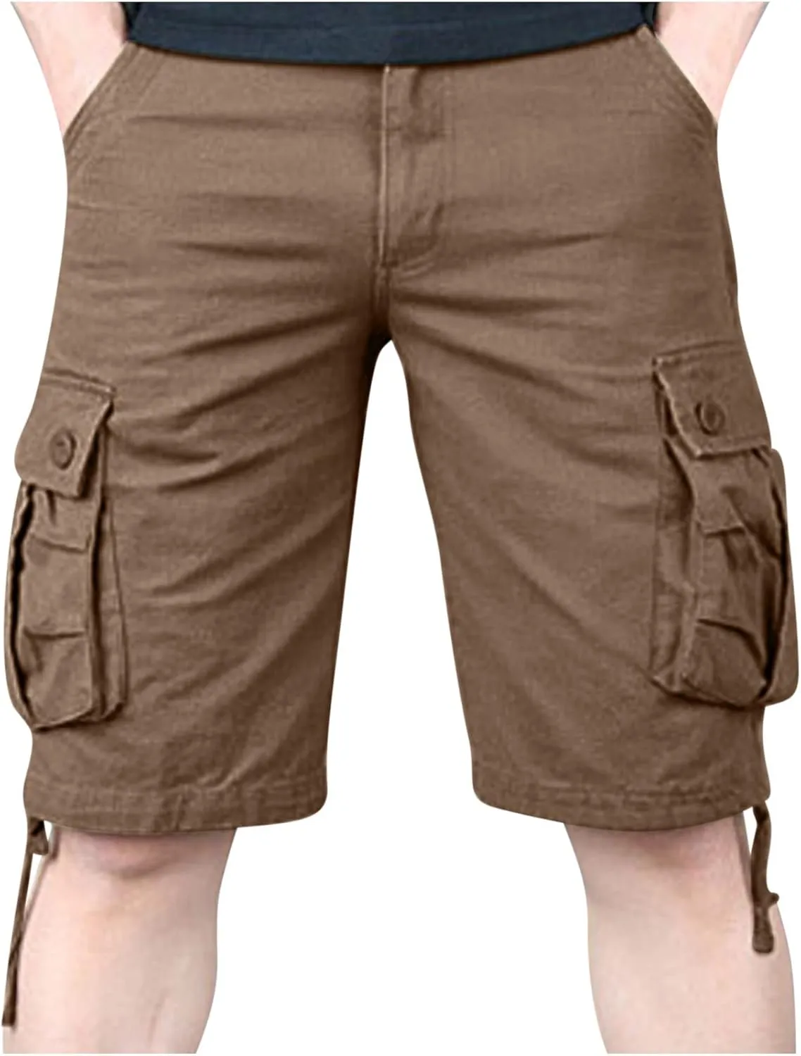 Men's Twill Chino Golf Shorts with Pockets Casual Solid Straight Fit Shorts Sport Stretch Classic Cargo Shorts