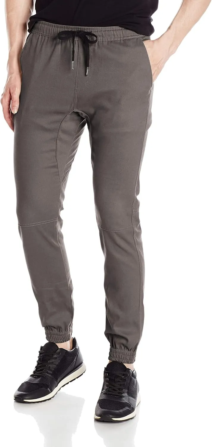 Men's Twill Jogger Pants Soft Stretch Slim Fit Trousers