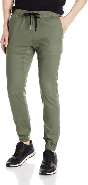 Men's Twill Jogger Pants Soft Stretch Slim Fit Trousers