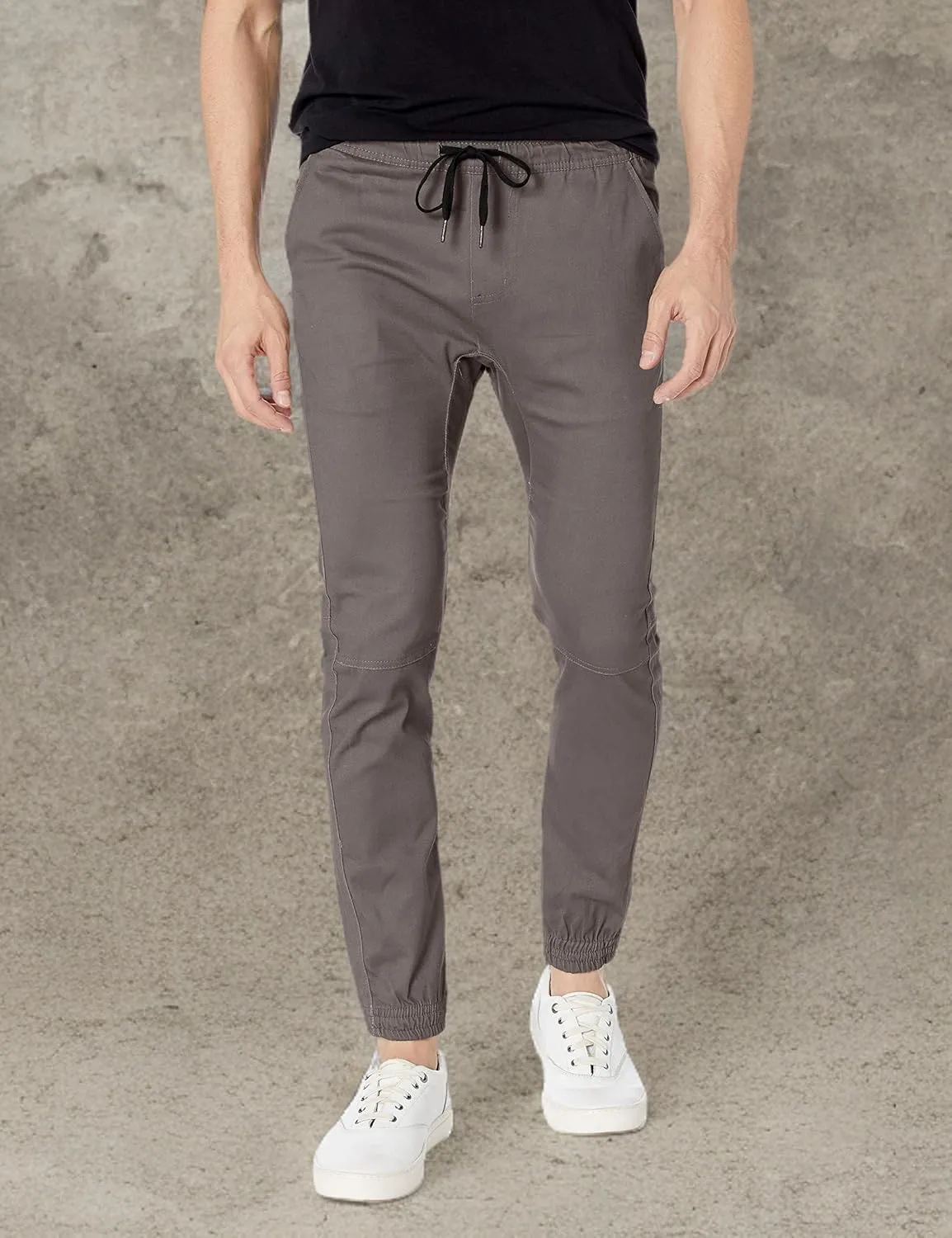Men's Twill Jogger Pants Soft Stretch Slim Fit Trousers