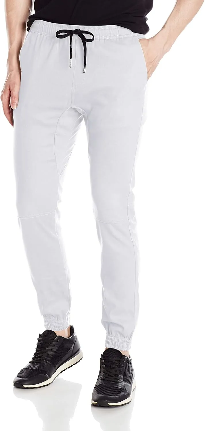 Men's Twill Jogger Pants Soft Stretch Slim Fit Trousers