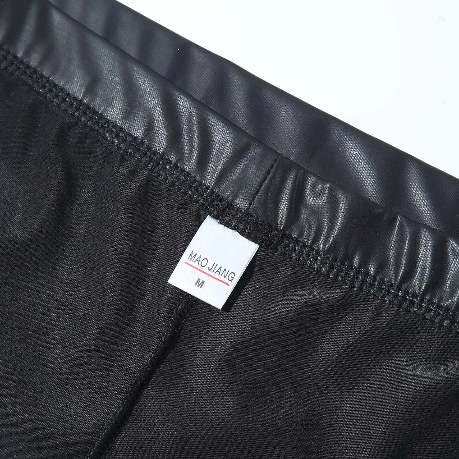 Mens Underwear Casual Fashion Solid Imitation Leather Boxer Briefs Sexy Low Rise Soft Comfort Breathable Home Shorts