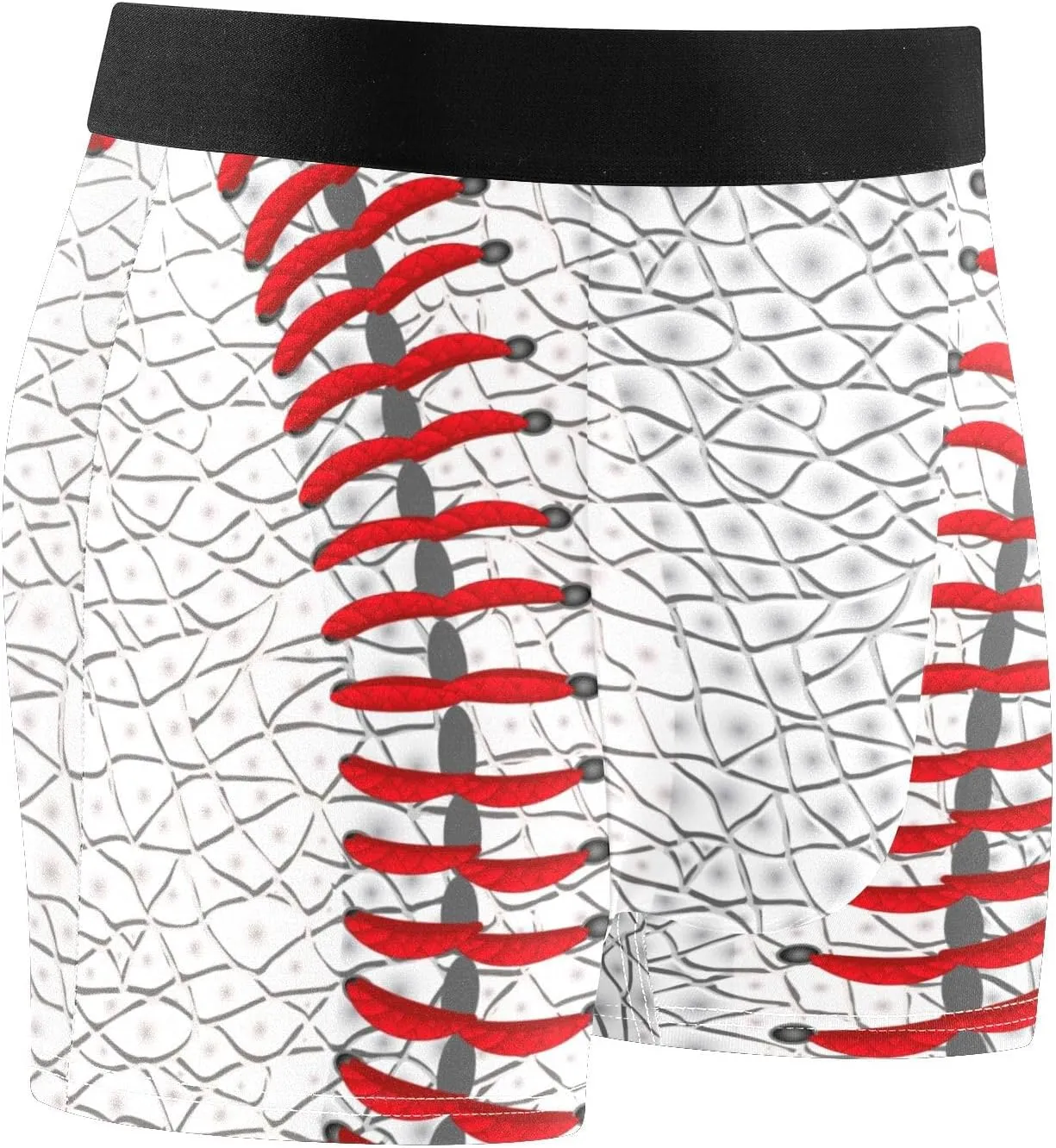 Men's Underwear White Leather Baseball Texture Boxer Briefs Soft Comfort Short Leg Trunks S-XXL