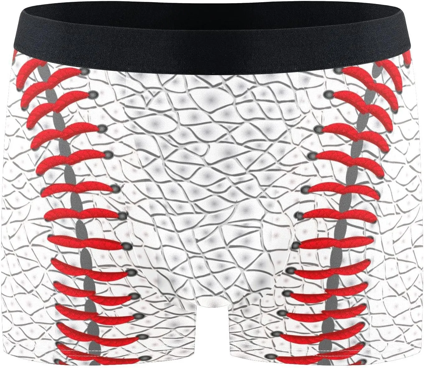 Men's Underwear White Leather Baseball Texture Boxer Briefs Soft Comfort Short Leg Trunks S-XXL