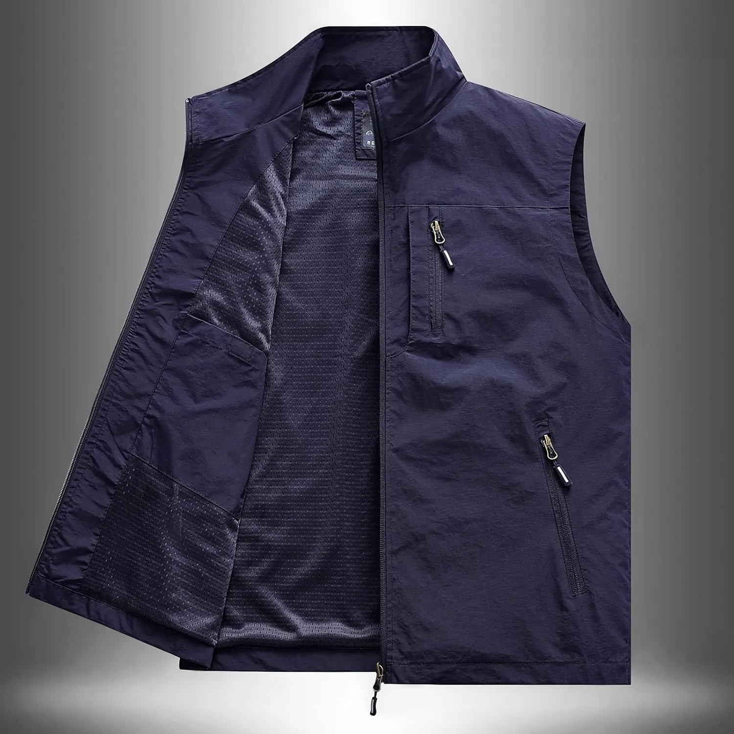 Mens Vests Outerwear Windproof Softshell Vest Casual Lightweight Sleeveless Jacket Vest Zip Pockets Vest for Hiking