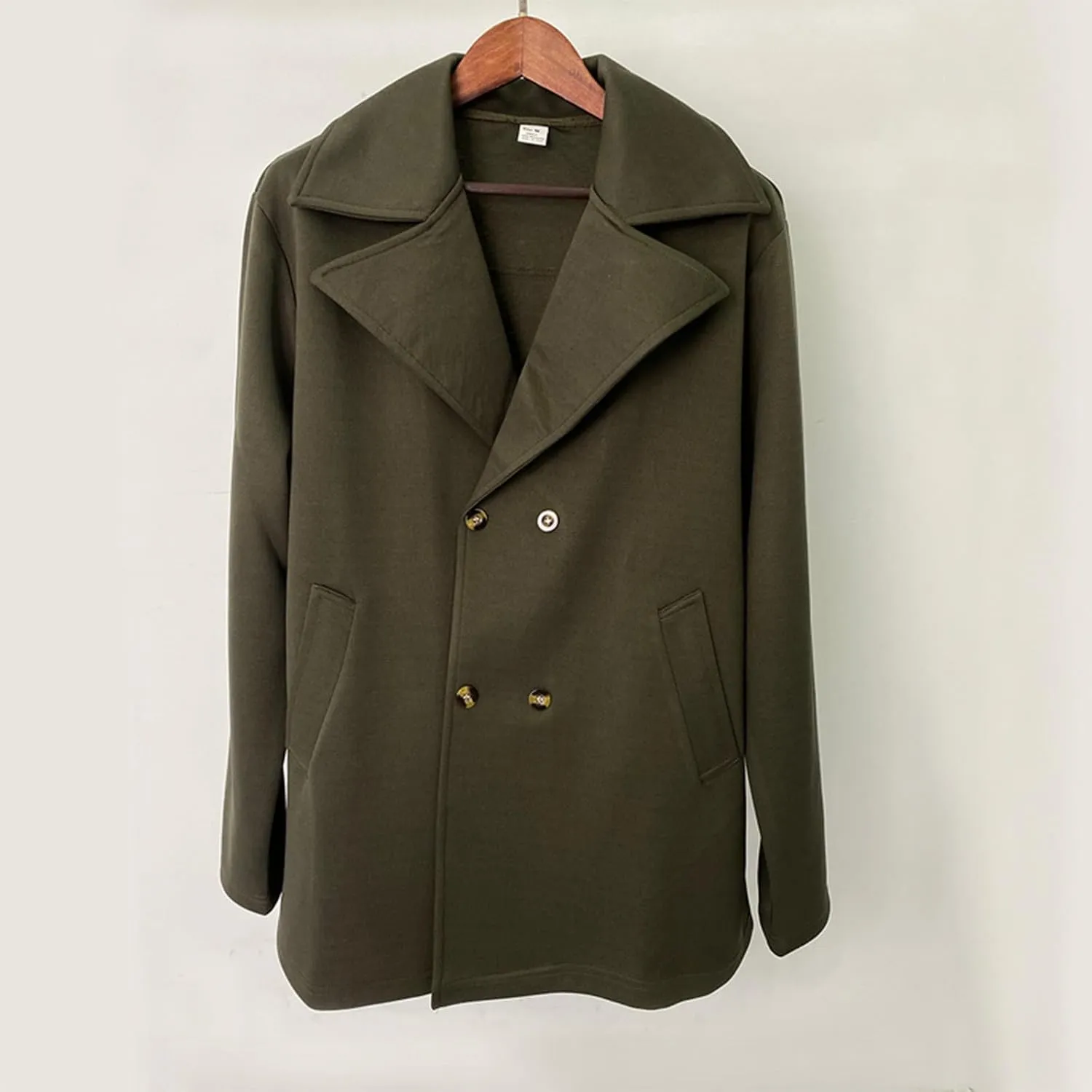 Men's Winter Pea Coat Trench Coat Double Breasted Wool Trench Coat Fall Winter Windbreaker Warm Overcoat with Pockets