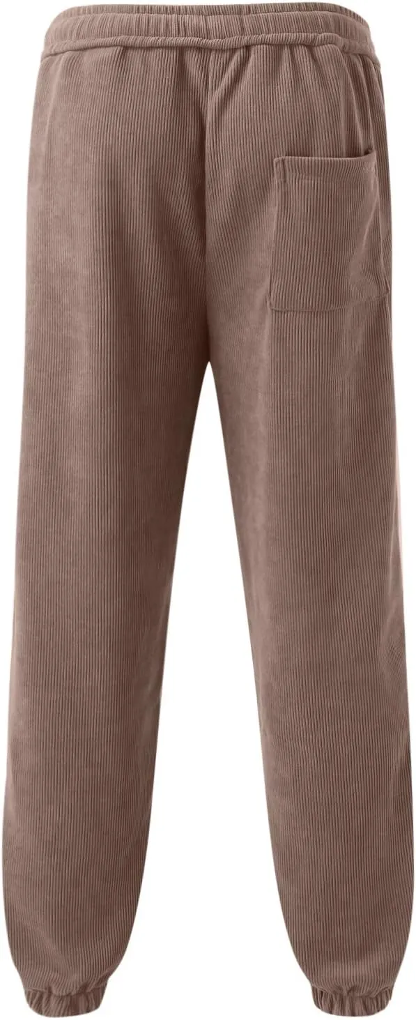 Mens Workout Cargo Sweatpants Pants Athletic Drawstring Pant with Pockets Men's Heavyweight Fleece Cargo Sweatpants