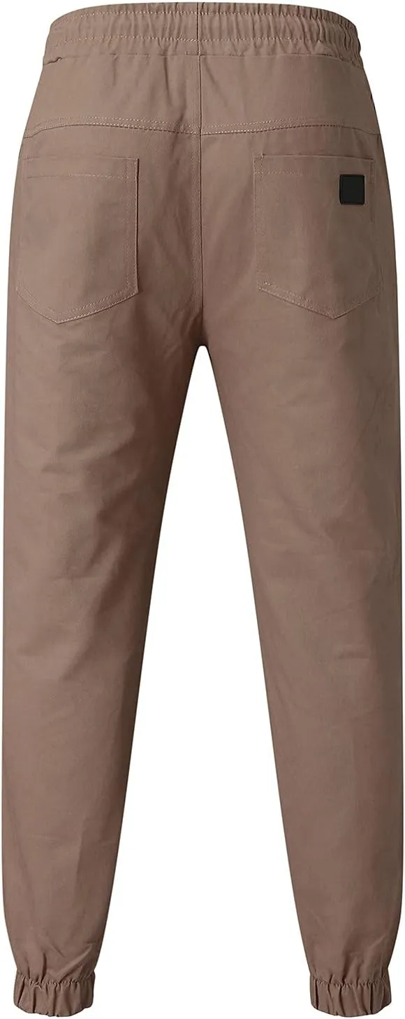 Mens Workout Cargo Sweatpants Pants Pockets Men's Pants Mens Active Athletic Sweatpants Fleece Open Bottom Drawstring