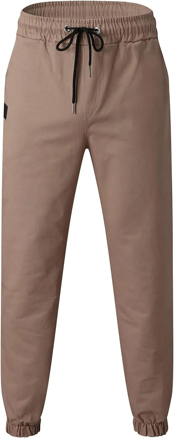 Mens Workout Cargo Sweatpants Pants Pockets Men's Pants Mens Active Athletic Sweatpants Fleece Open Bottom Drawstring