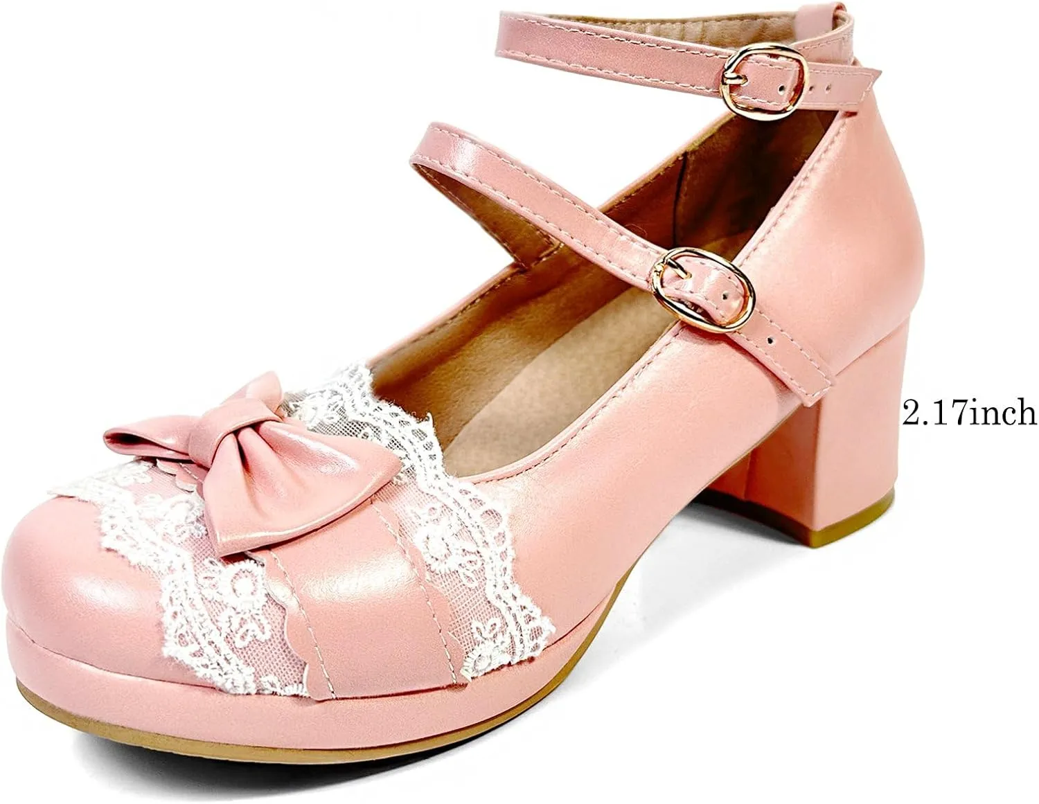 MEOTINA Cute Bow Heels Mary Janes Shoes Women Dress Platform Strappy High Heels Kawaii Shoes