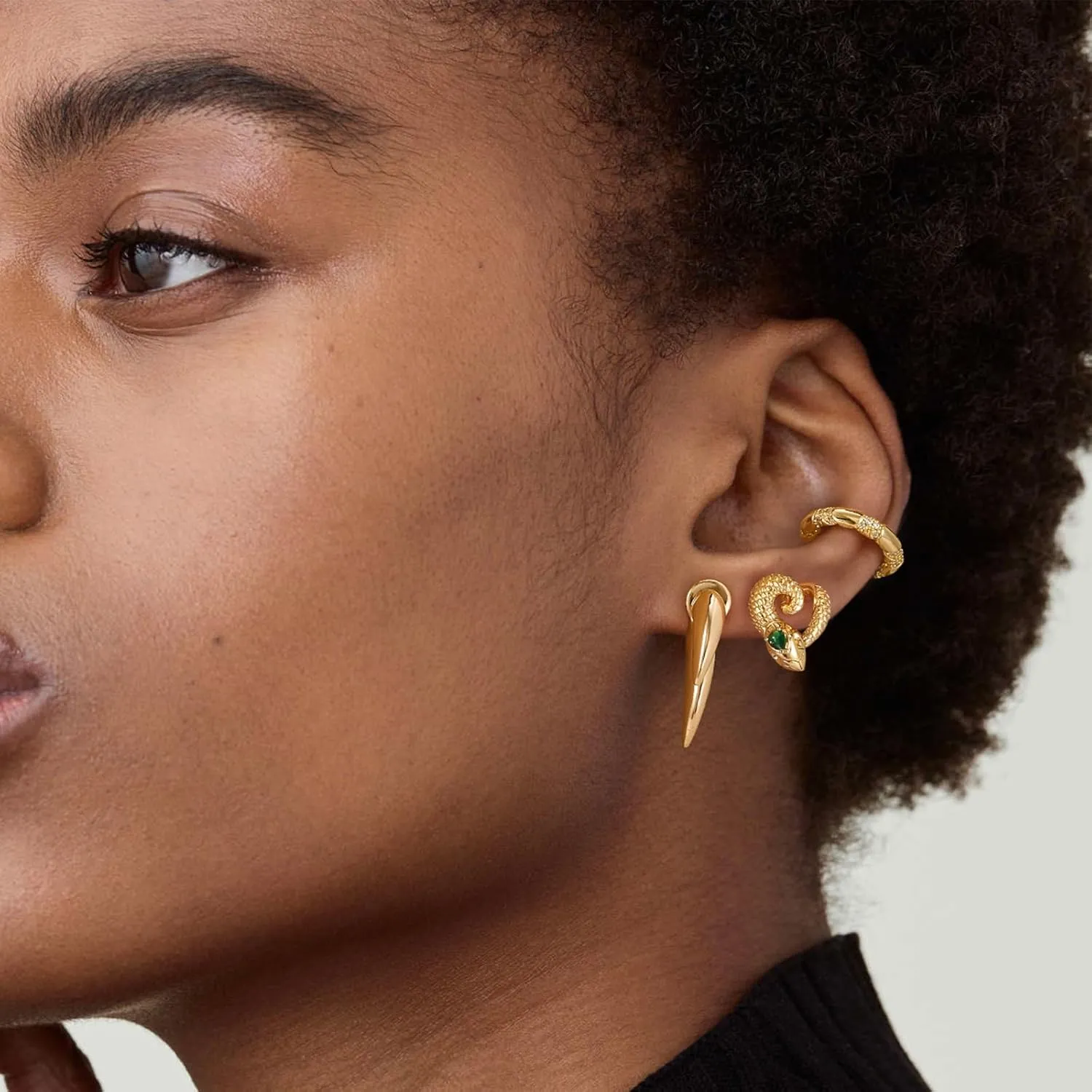 MEVECCO Dainty Snake Earrings Studs for Women - 18K Gold Plated Boho Small Tiny Minimalist Stud Earrings