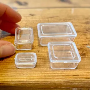 Miniature storage containers 4 Clear plastic mini storage containers with lid 1/6 scale