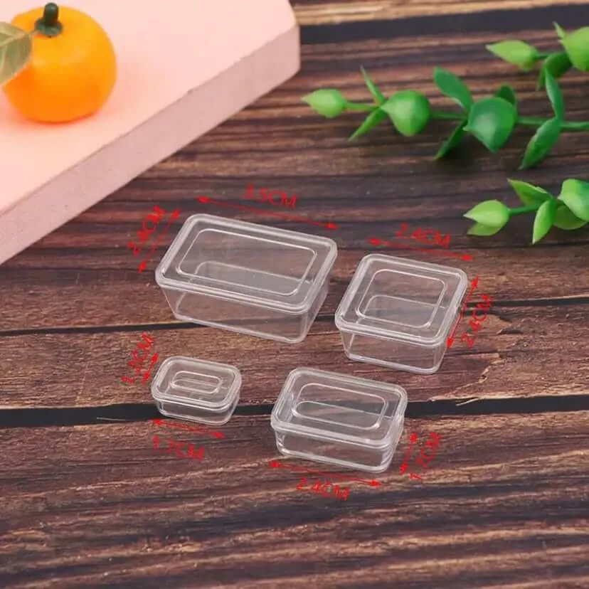Miniature storage containers 4 Clear plastic mini storage containers with lid 1/6 scale