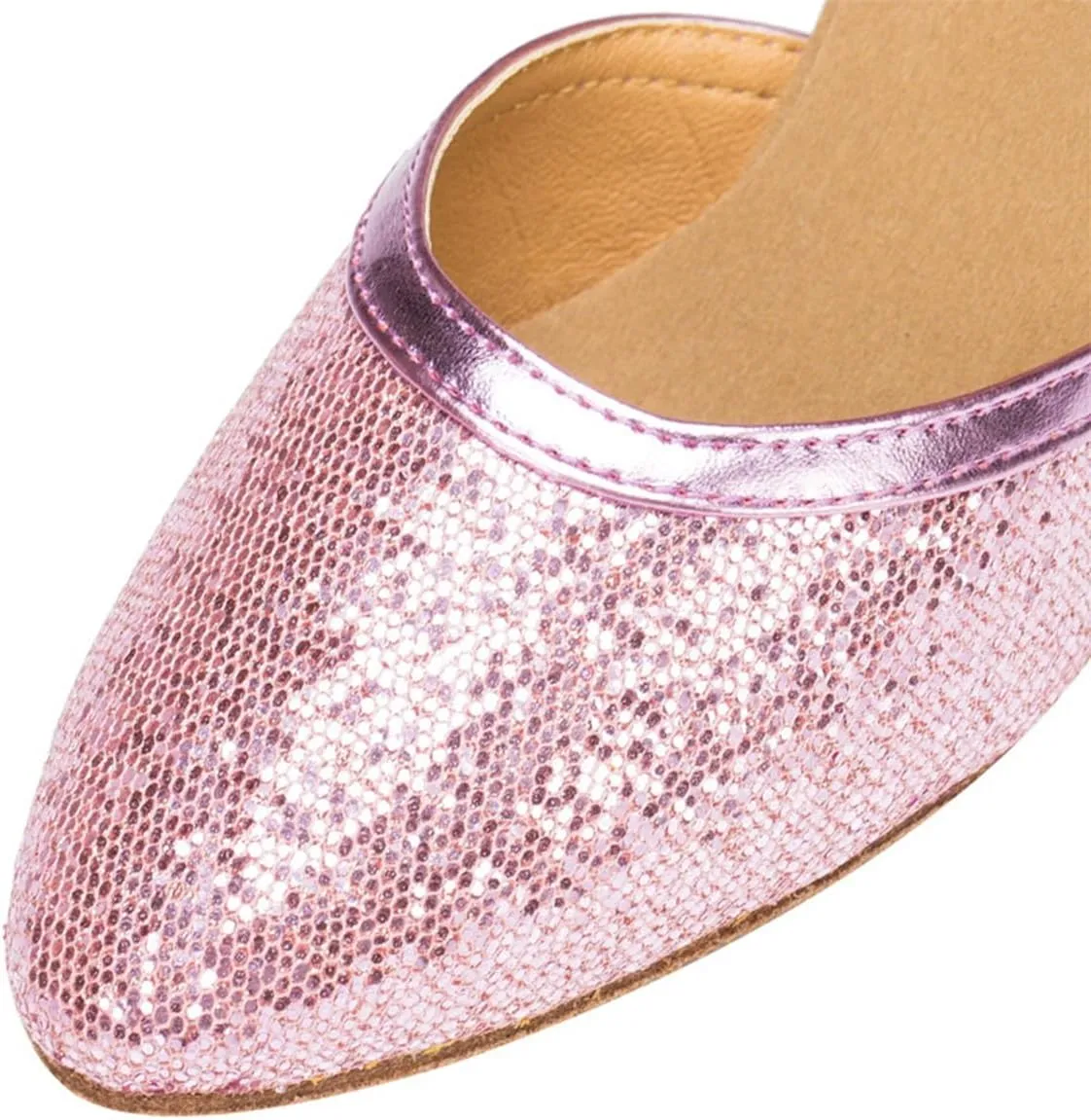 Minishion AMM106 Women's Closed Toe Glitter Dancing Wedding Shoes