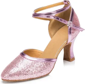 Minishion AMM106 Women's Closed Toe Glitter Dancing Wedding Shoes