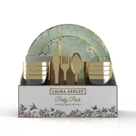 Mint Gold Coupe Pattern 56 Pc Party Set (Setting for 8)