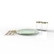 Mint Gold Coupe Pattern 56 Pc Party Set (Setting for 8)