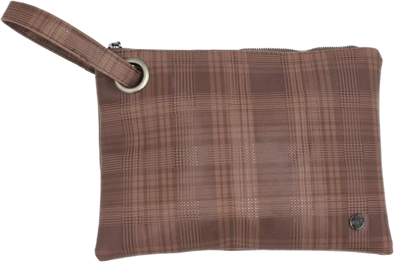 Modern Chic Clutch Purses for Women - Molly Oversized Plaid Clutch, Durable Vegan Leather, Hands-Free Wristlet