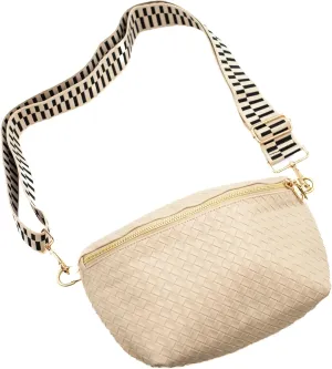 Modern Chic Rory Oversized Crisscross Belt Bag for Women, Vegan Leather Crossbody Bag with Strap and Multiple Pockets
