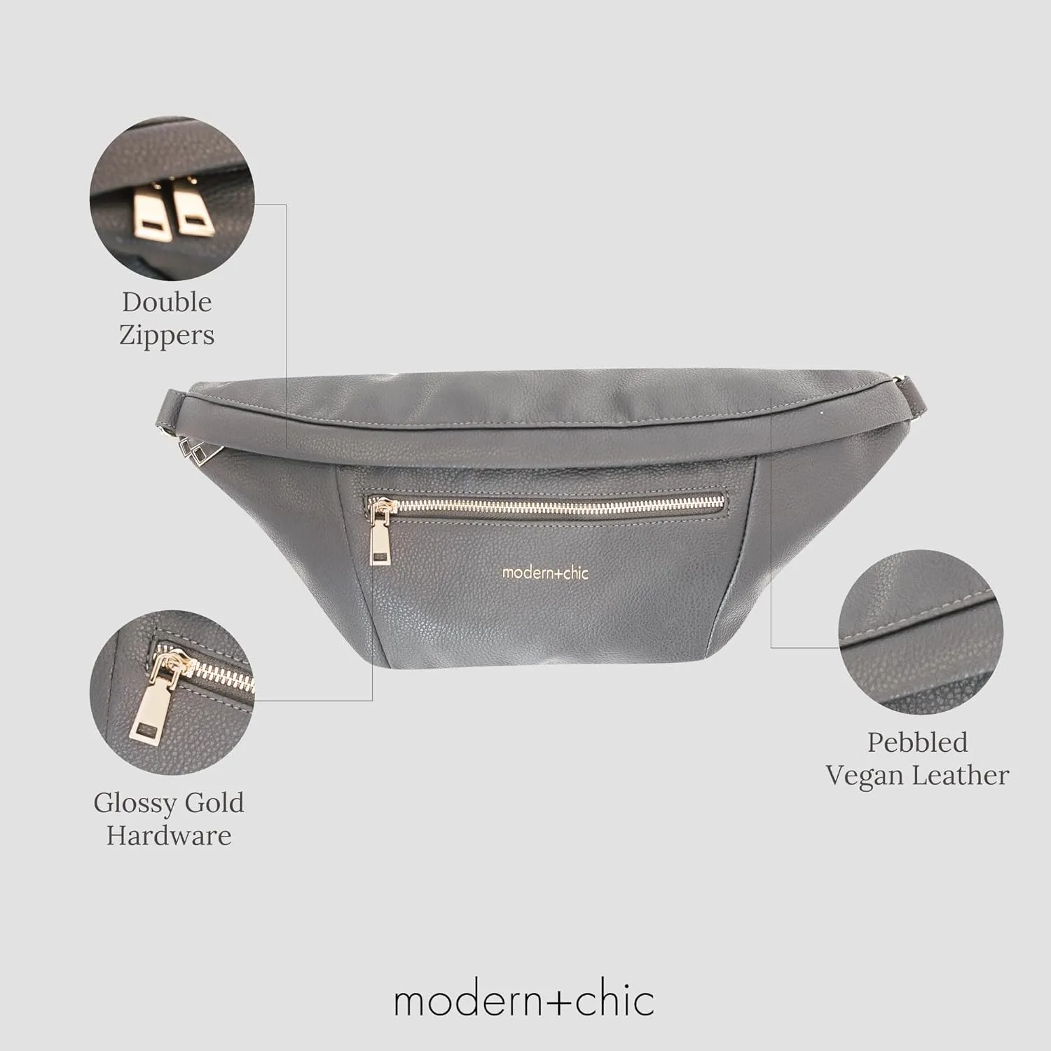 Modern Chic Sling Bags for Women - Presley Oversized Sling Bag, Vegan Leather Crossbody Bag with Strap & Multiple Pockets (Charcoal)