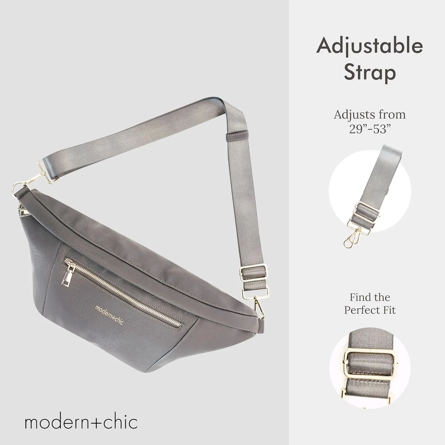 Modern Chic Sling Bags for Women - Presley Oversized Sling Bag, Vegan Leather Crossbody Bag with Strap & Multiple Pockets (Charcoal)
