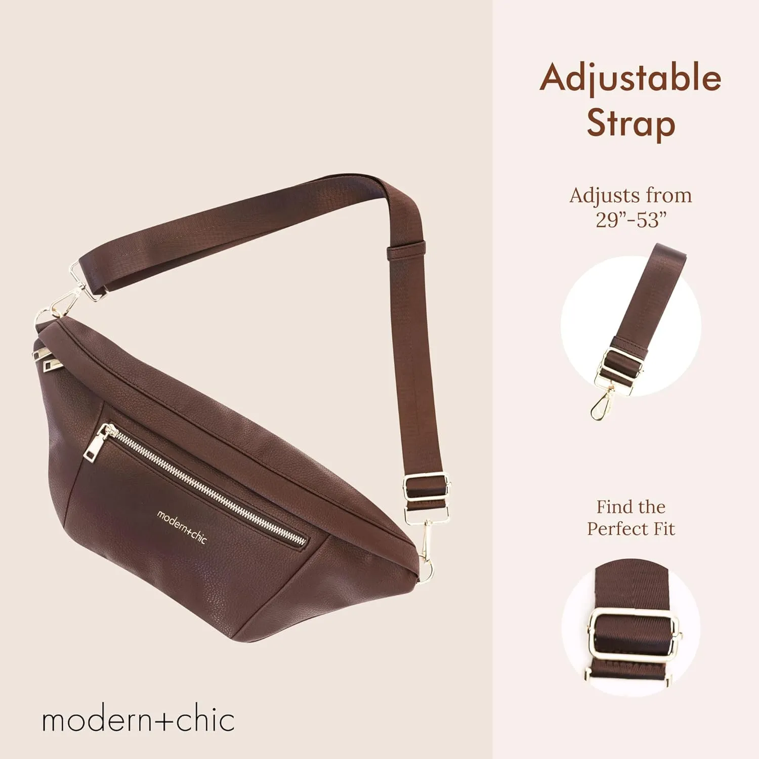 Modern Chic Sling Bags for Women - Presley Oversized Sling Bag, Vegan Leather Crossbody Bag with Strap & Multiple Pockets (Coffee)