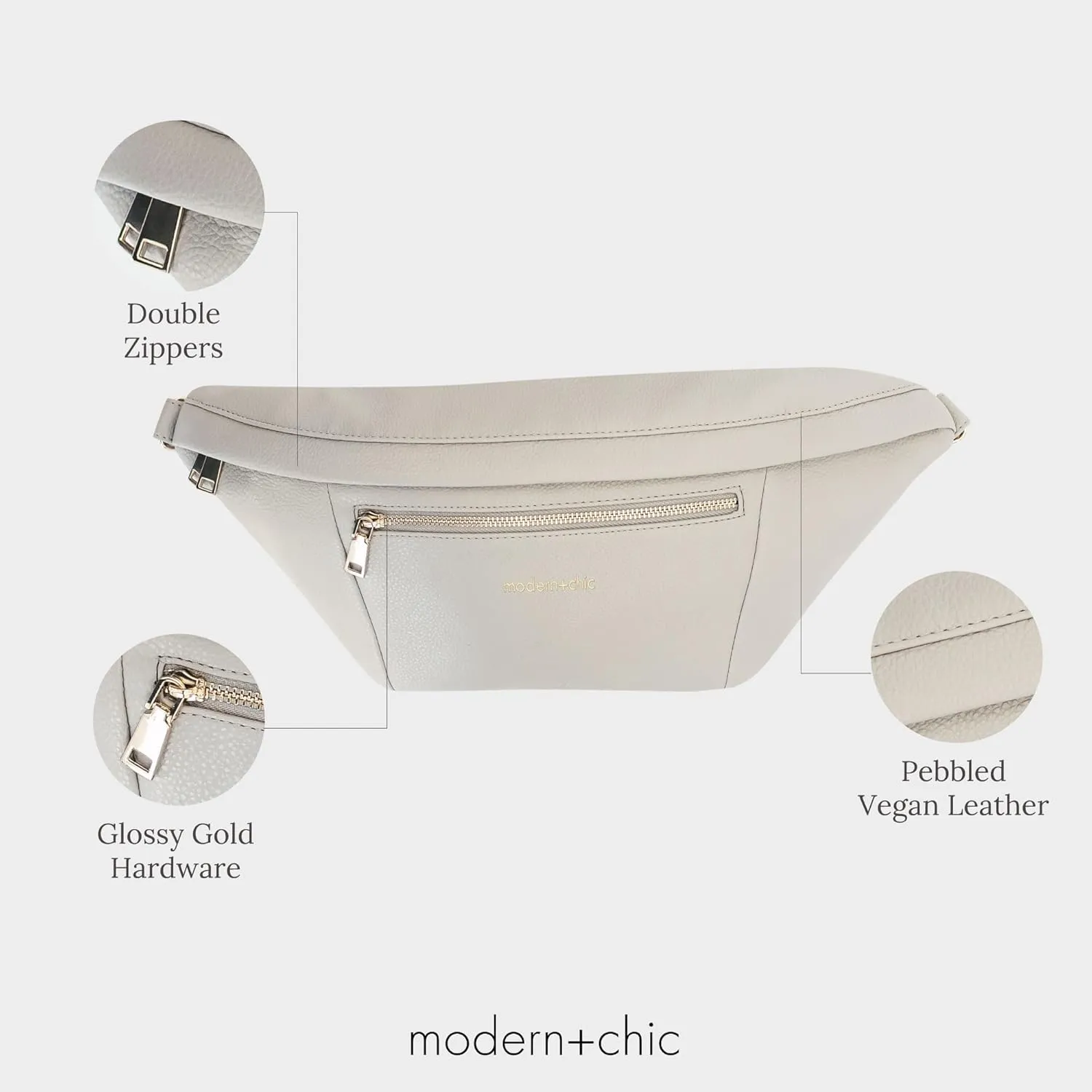 Modern Chic Sling Bags for Women - Presley Oversized Sling Bag, Vegan Leather Crossbody Bag with Strap & Multiple Pockets (Dove Grey)