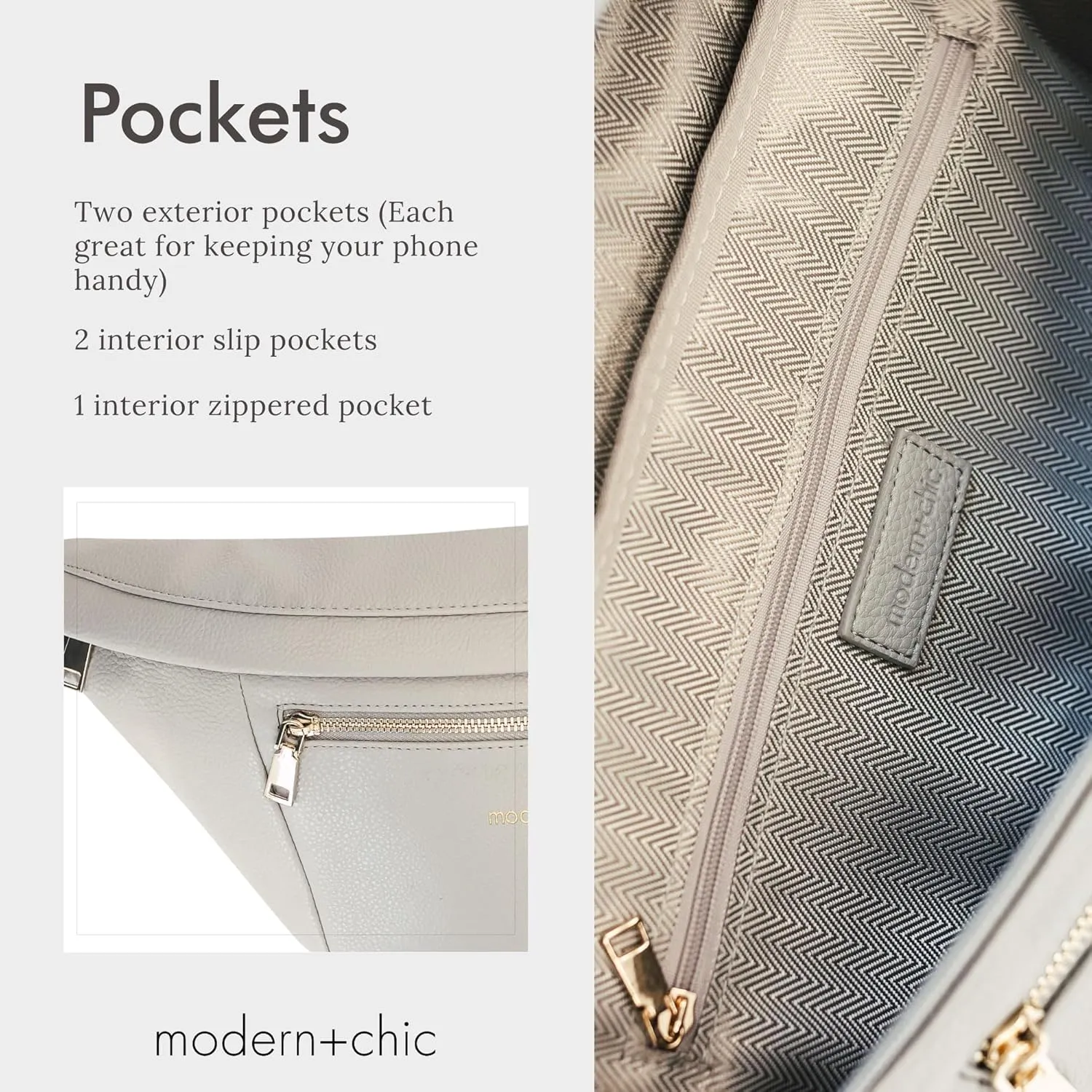 Modern Chic Sling Bags for Women - Presley Oversized Sling Bag, Vegan Leather Crossbody Bag with Strap & Multiple Pockets (Dove Grey)