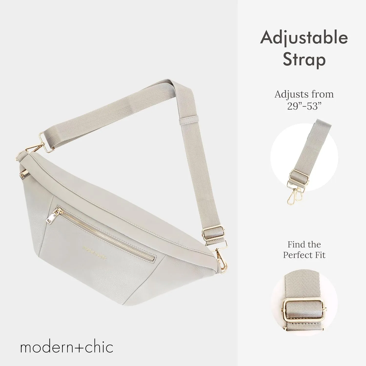 Modern Chic Sling Bags for Women - Presley Oversized Sling Bag, Vegan Leather Crossbody Bag with Strap & Multiple Pockets (Dove Grey)