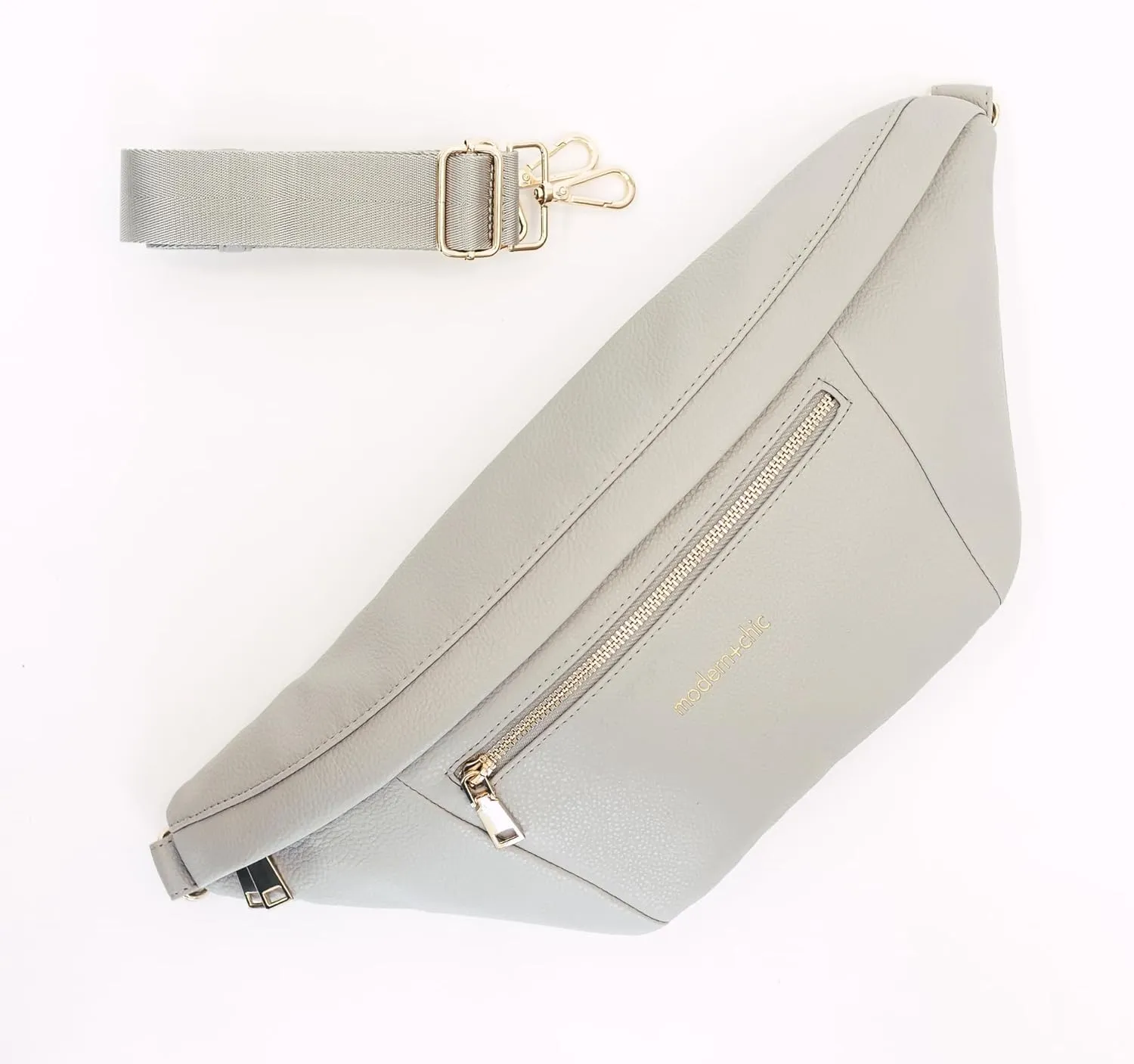 Modern Chic Sling Bags for Women - Presley Oversized Sling Bag, Vegan Leather Crossbody Bag with Strap & Multiple Pockets (Dove Grey)