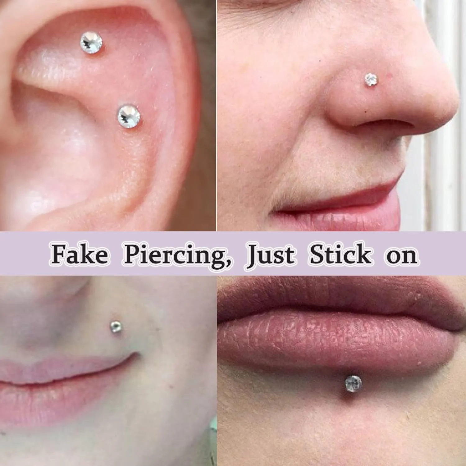 MODRSA Fake Nose Ring Hoop Fake Septum Fake Nose Ring Fake Septum Nose Ring Fake Nose Piercing Fake Nose Ring Stud Double Fake Noe Rings for Women Men