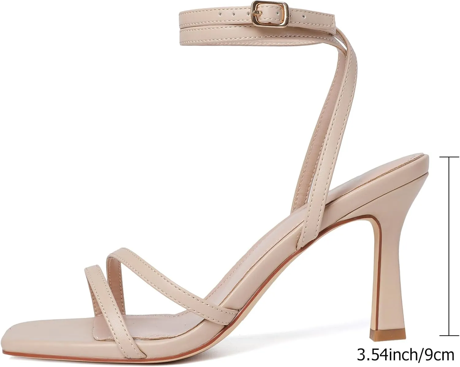 Mostrin Womens Sandals Strappy Heels for Women Ankle Strap Lace Up Heels Square Open Toe Heels Tie Up Stiletto High Heeled Sandals for Prom, Party, Daily Wear