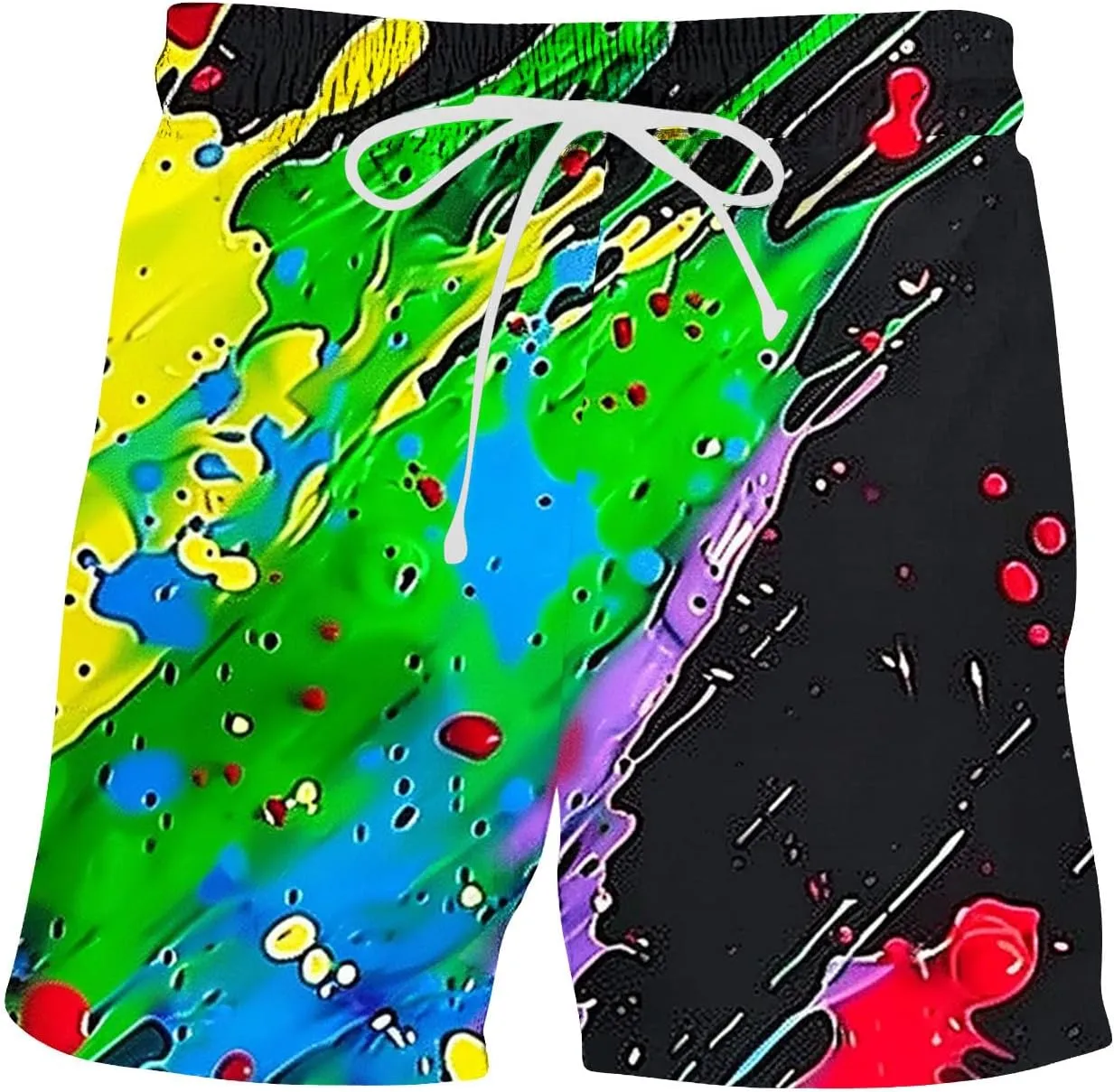 Muscularfit Beach Shorts for Men Fashion Tie Dye Print Shorts Summer Beach Vacation Drawstring Shorts with Pockets