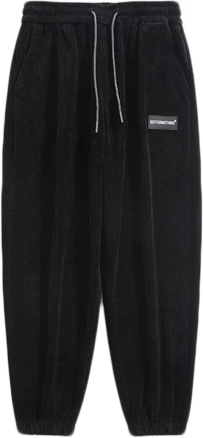 Muscularfit Wide Leg Pants for Men Fashion Casual Corduroy Drawstring Elastic Waist Baggy Pant Outdoor Fashion Sport Trousers
