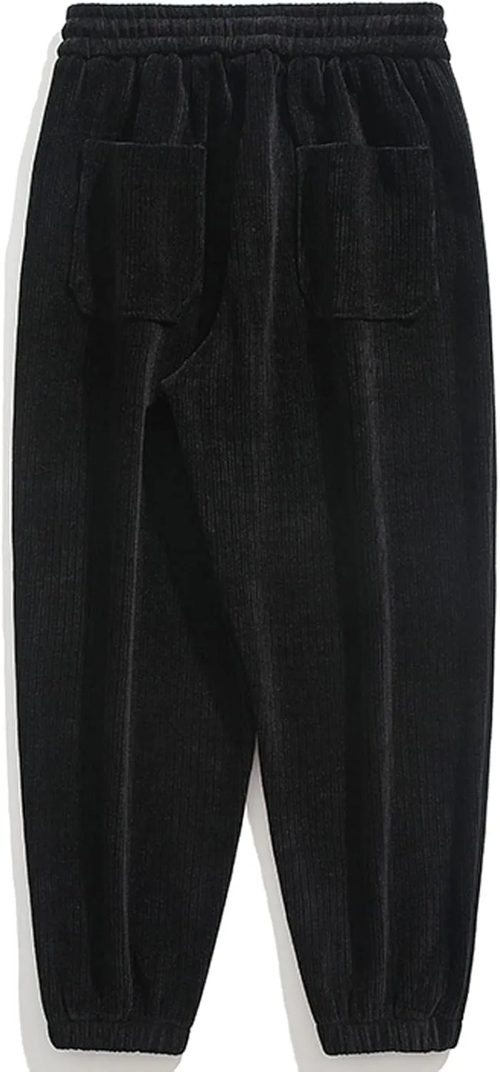 Muscularfit Wide Leg Pants for Men Fashion Casual Corduroy Drawstring Elastic Waist Baggy Pant Outdoor Fashion Sport Trousers