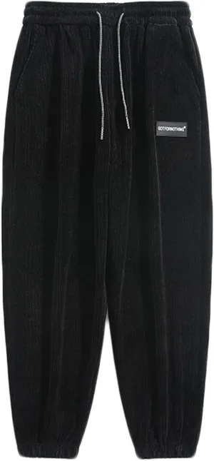 Muscularfit Wide Leg Pants for Men Fashion Casual Corduroy Drawstring Elastic Waist Baggy Pant Outdoor Fashion Sport Trousers