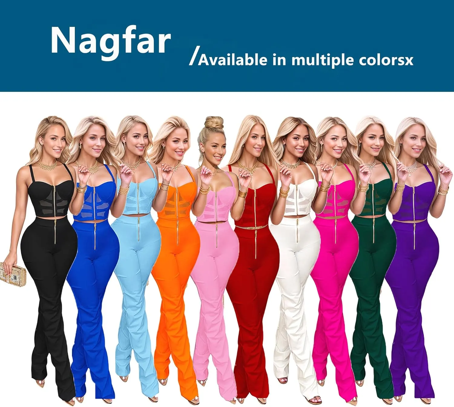 Nagfar Women Sexy Jumpsuits Two Piece Set Romper Outfit Clubwear