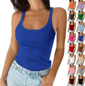 NBXNZWF Women's Ribbed Tank Tops Sleeveless Stretchy 2025 Summer Casual U-Neck Camisole Spaghetti Strap Cami Undershirts