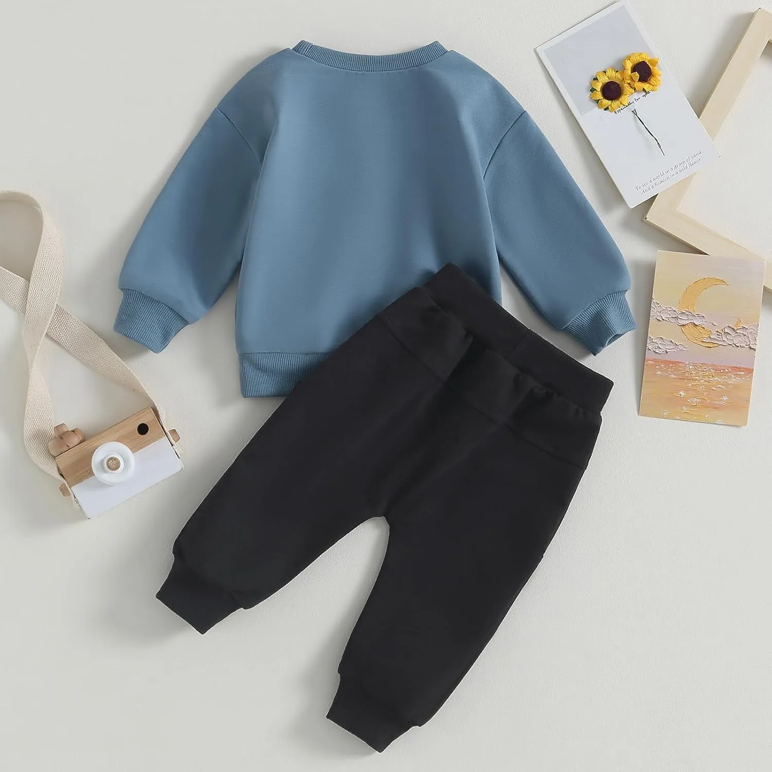 Newborn Baby Boy Fall Clothes Long Sleeve Round Neck Letter Print Sweatshirt Top Long Pants Cute Toddler Winter Outfits