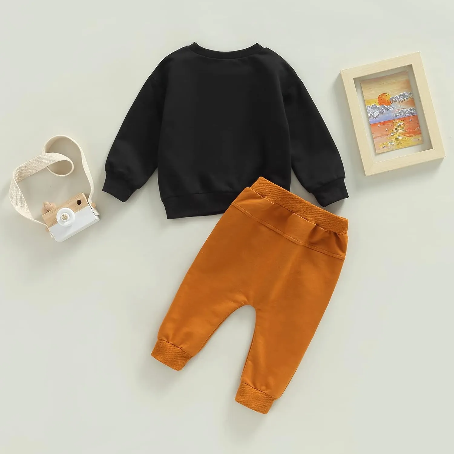 Newborn Baby Boy Fall Clothes Long Sleeve Round Neck Letter Print Sweatshirt Top Long Pants Cute Toddler Winter Outfits