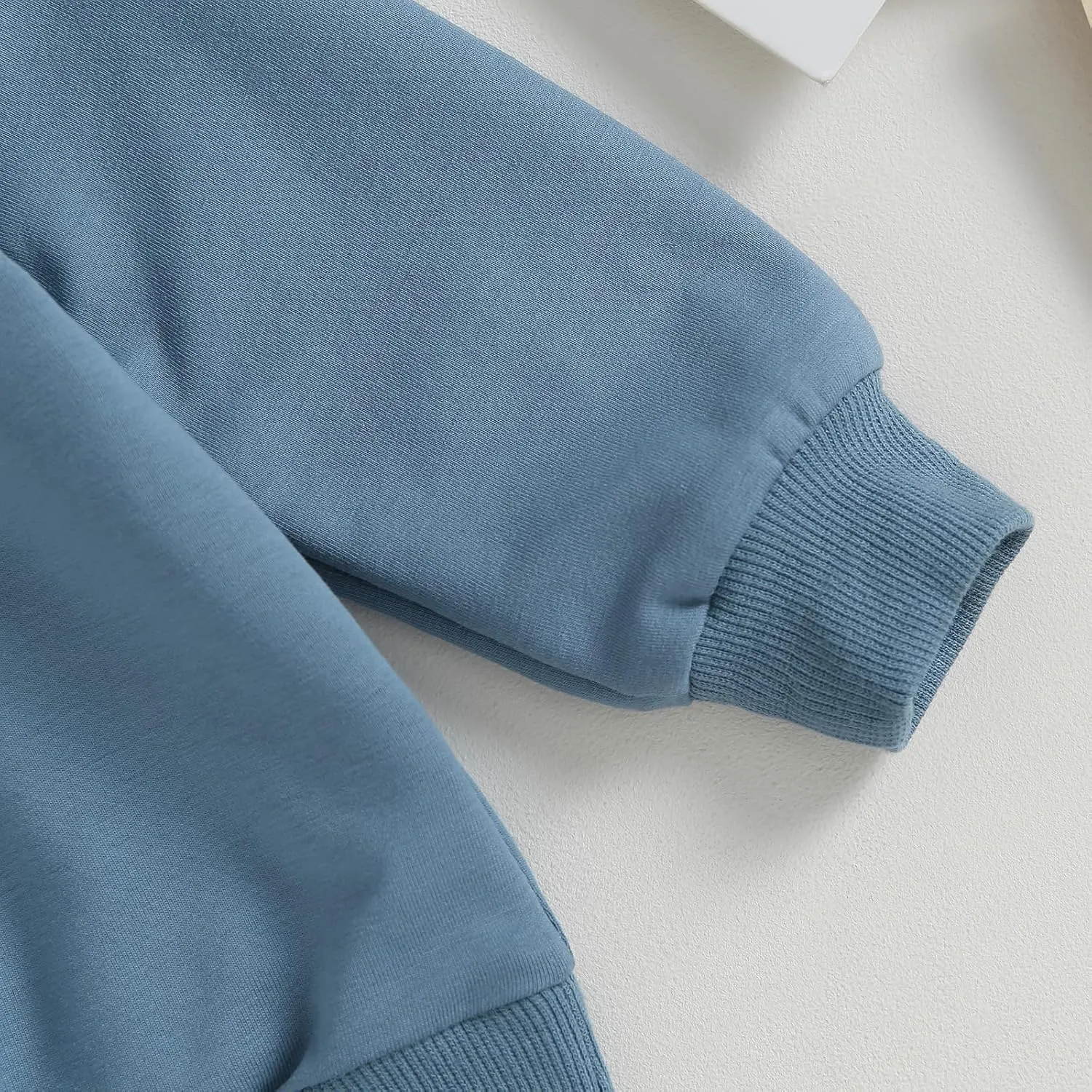 Newborn Baby Boy Fall Clothes Long Sleeve Round Neck Letter Print Sweatshirt Top Long Pants Cute Toddler Winter Outfits