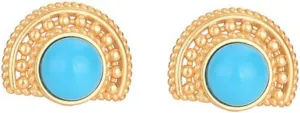 NOLITOY Elegant Vintage Earrings Pair of Turquoise Gold Plated Dainty Ear Studs for Women