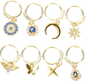Nose Ring Set 8pcs Alloy Nose Hoops Non-Piercing Gold Fashion for Party Daily Wear