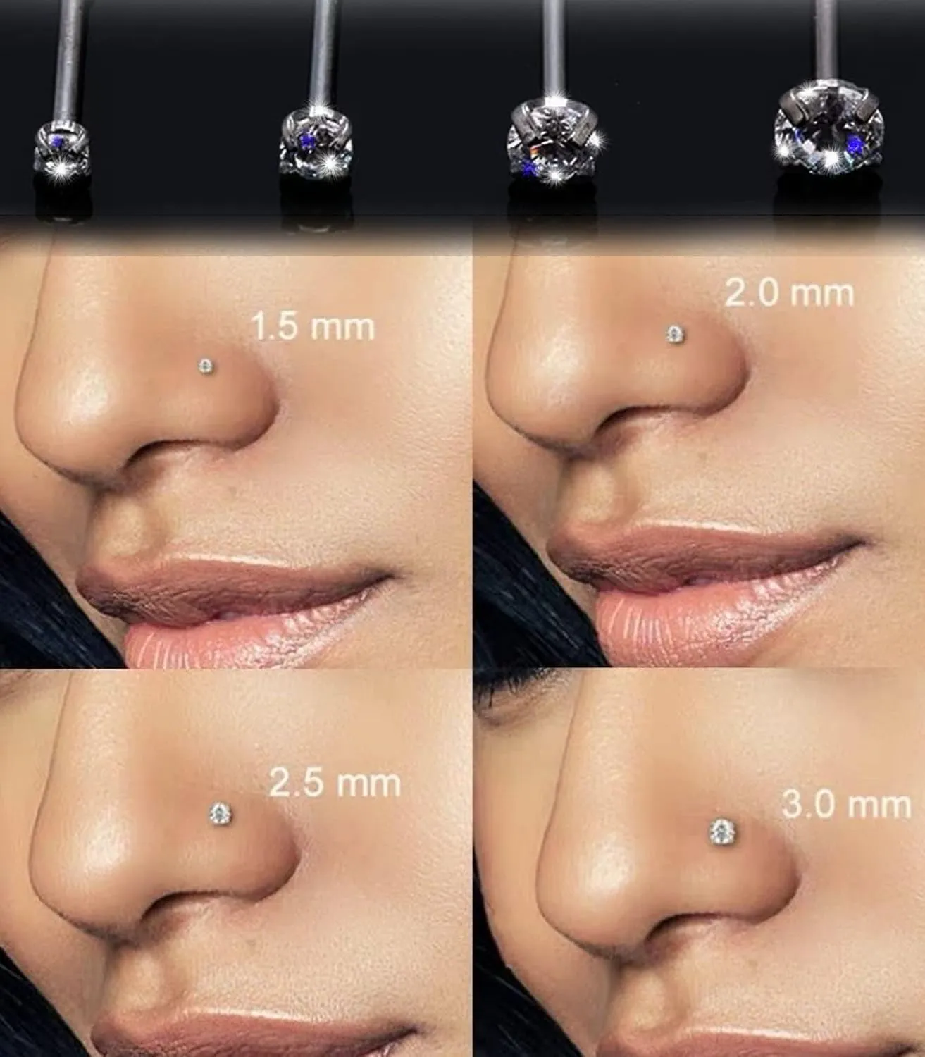 Nose Rings Studs L Screw Bone Shpaed Nose Studs for Women 18g 20g 22g 14K Gold Plated