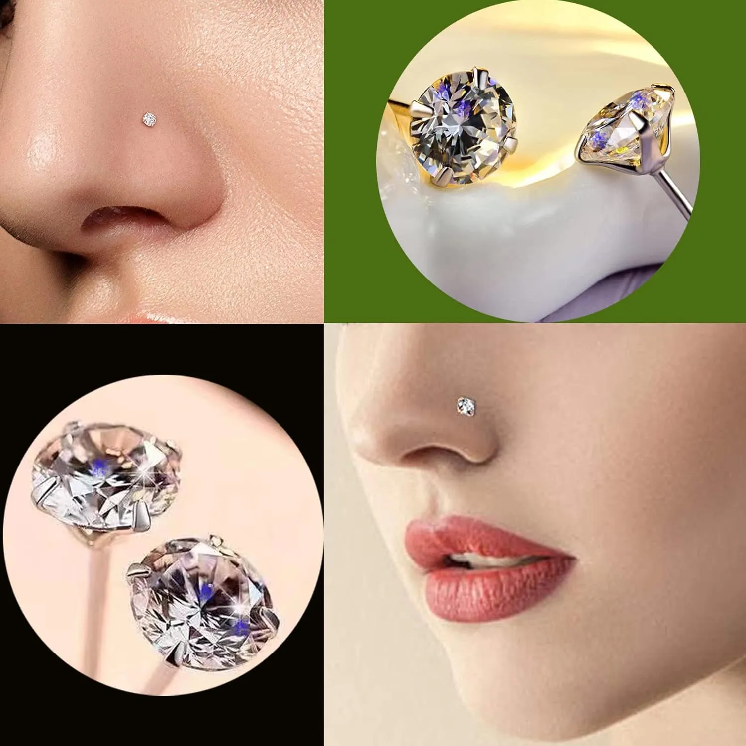 Nose Rings Studs L Screw Bone Shpaed Nose Studs for Women 18g 20g 22g 14K Gold Plated