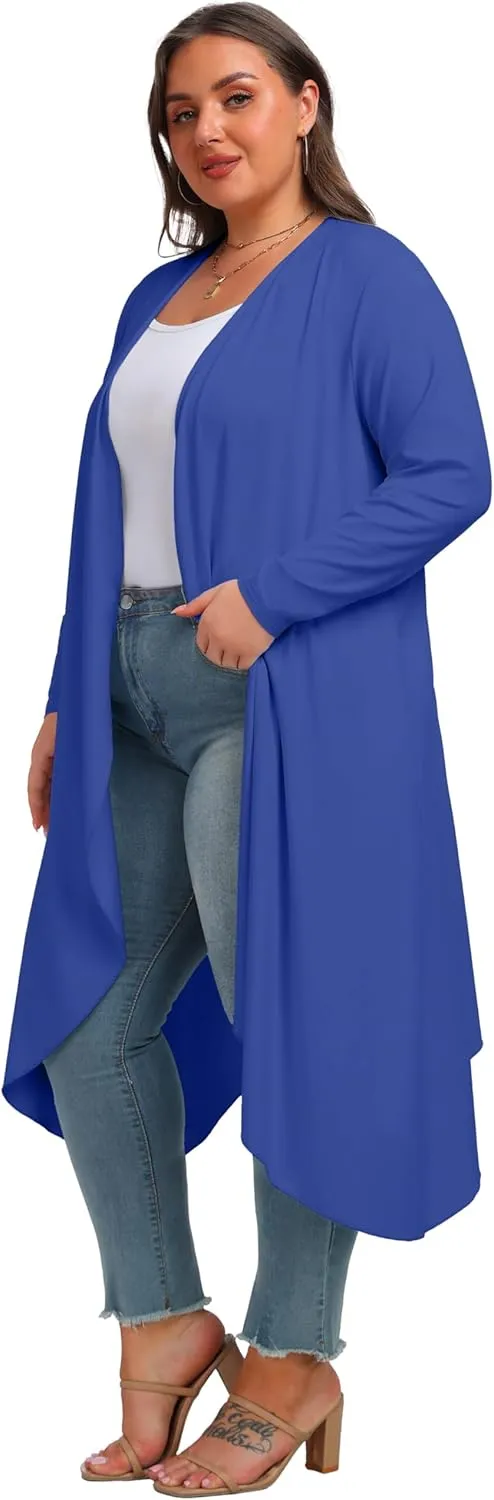 OLRIK Plus Size Cardigan for Women Trendy Lightweight Fall Clothes Long Duster Cardigans for Women with Pockets