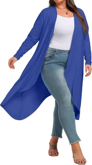 OLRIK Plus Size Cardigan for Women Trendy Lightweight Fall Clothes Long Duster Cardigans for Women with Pockets