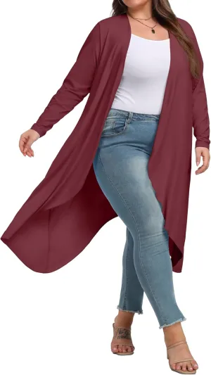 OLRIK Plus Size Cardigan for Women Trendy Lightweight Fall Clothes Long Duster Cardigans for Women with Pockets